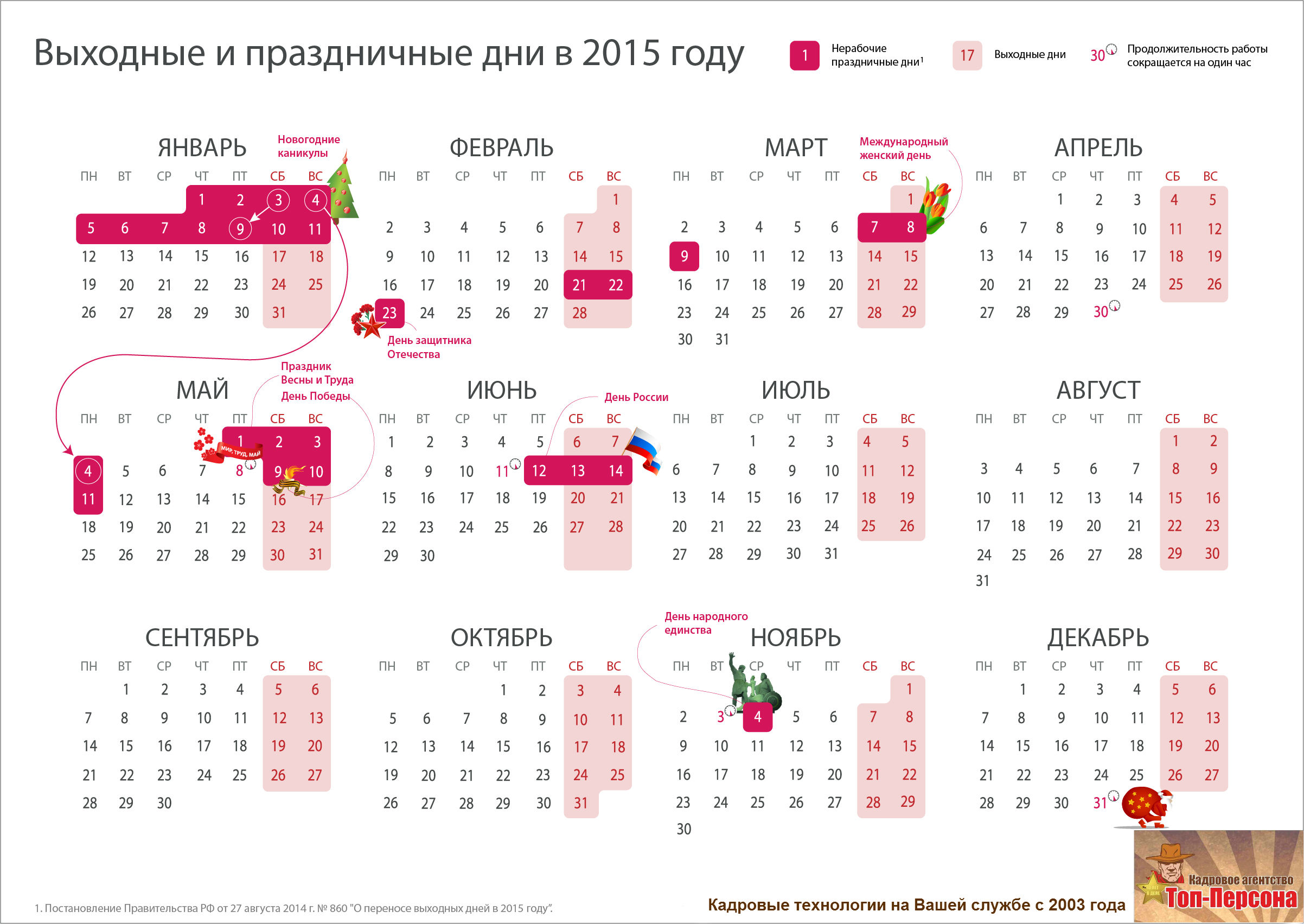 Производственный календарь 2015 года